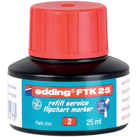 FTK 25 Nachfülltusche - für Flipchartmarker, 25 ml, rot