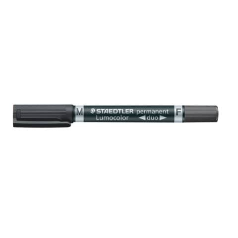 Permanentmarker Lumocolor® duo - nachfüllbar, 0,6 mm und 1,5 mm, schwarz