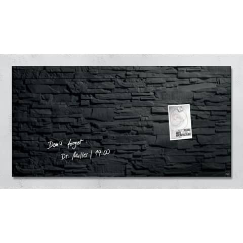 Glas-Magnetboard Artverum - Design Schiefer-Stone, 91 x 46 cm