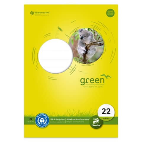 Arbeitsblock A4 50Bl Lin22 kar STAUFEN GREEN 040745005 80g