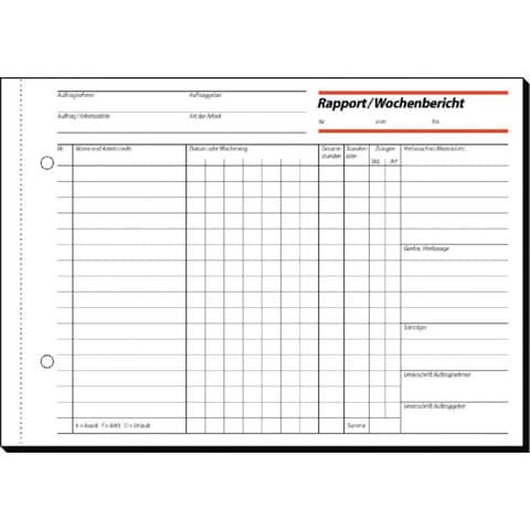 Rapporte/Wochenberichte - A5 quer, BL, MP, 100 Blatt