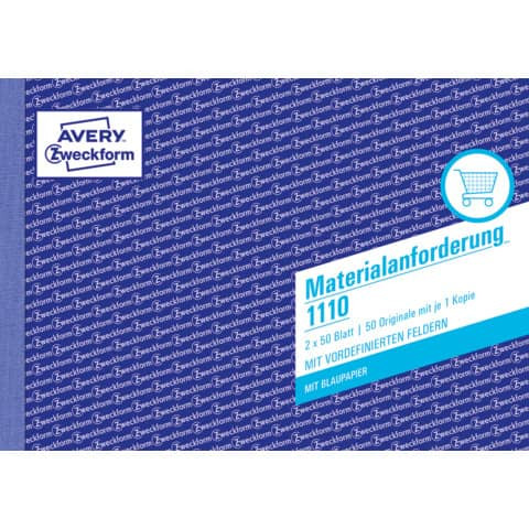 1110 Materialanforderung, DIN A5, vorgelocht, 2 x 50 Blatt, weiß, gelb