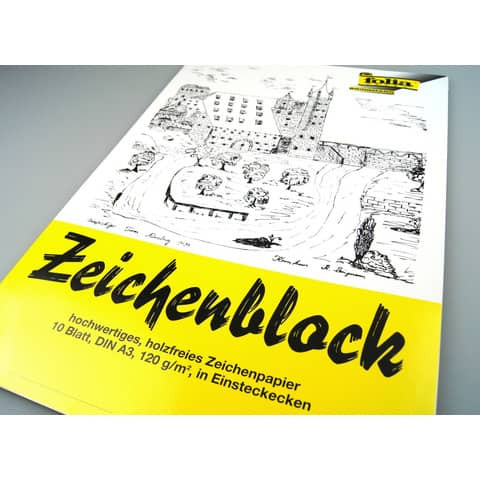 Zeichenblock mit Leinenecken 120g/qm, DIN A3, 10 Blatt