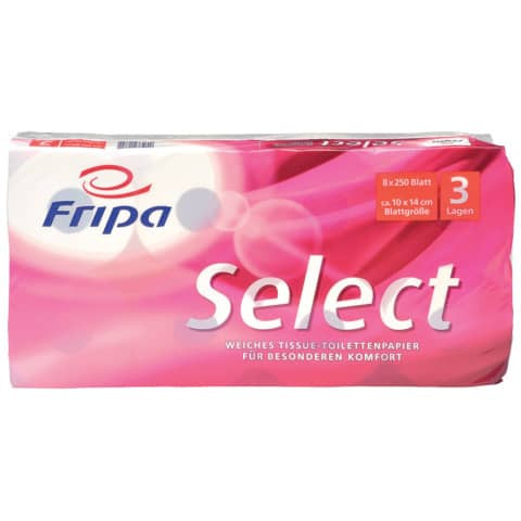 Toilettenpapier Select - 3-lagig, geprägt, hochweiß, 8 Rollen à 250 Blatt