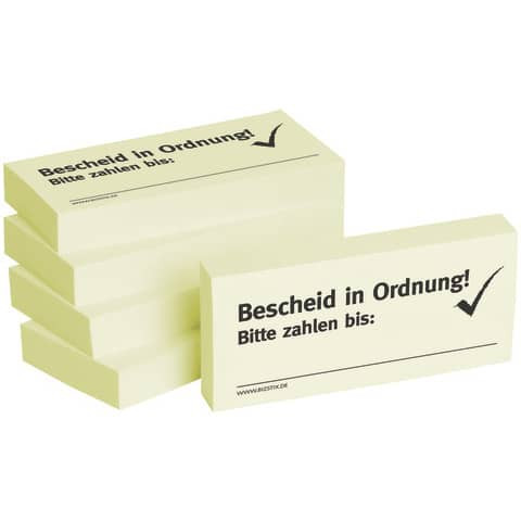 Haftnotizen "Bescheid in Ordnung" - 75 x 35 mm, 5x 100 Blatt