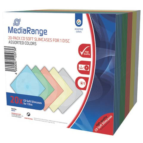 CD Hüllen Slim 20ST sortiert MEDIARANGE BOX37