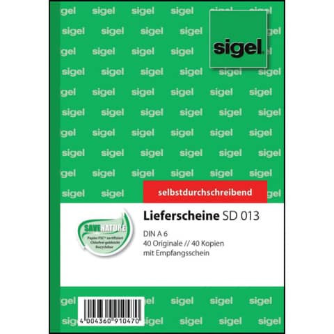 Lieferscheine mit Empfangsschein - A6, 1. und 2. Blatt bedruckt, SD, MP, 2 x 40 Blatt