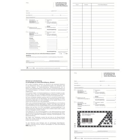 Lohnabrechnungsblock A5 50BL RNK 1336 Geringf.Beschäftigte