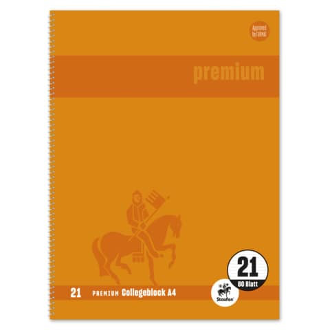 Collegeblock A4 80BL Lin.21 orange STAUFEN PREMIUM 734451377 mit Rand innen