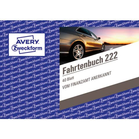 222 Fahrtenbuch - A6 quer, steuerlicher km-Nachweis, 40 Blatt, weiß