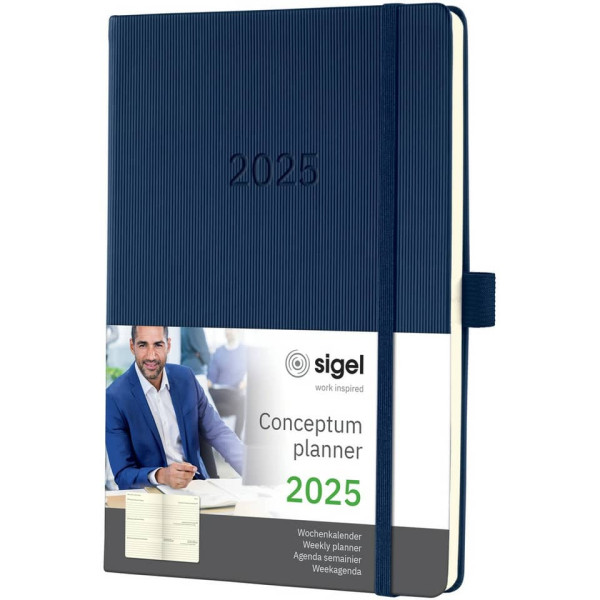 Buchkalender Conceptum 2025, A5, 1W/2S, Hardcover, midnight blue SIGEL C2562