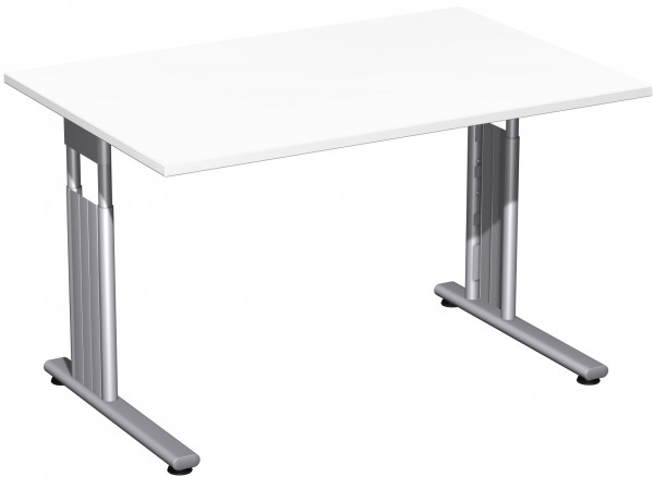 Schreibtisch höhenverstellbar, 1200x800x680-820, Weiß/Silber