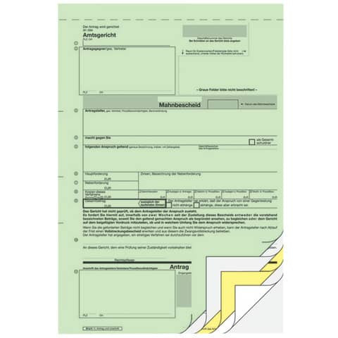 Mahnbescheid für maschinelle Bearbeitung - A4, 2 x 2 Blatt