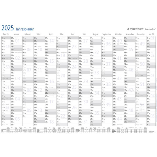 Jahresplaner Lumocolor® 840x600mm, trocken abwischbar STAEDTLER 641 YP-1DE25