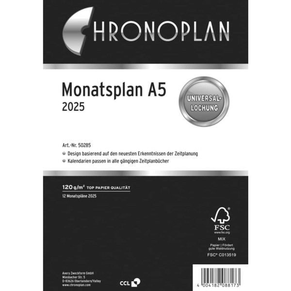 Monatsplan A5 2025 CHRONOPLAN 50285