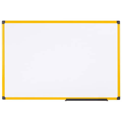 Whiteboard Ultrabrite - 90 x 60 cm, emailliert, gelber Aluminiumrahmen, weiß