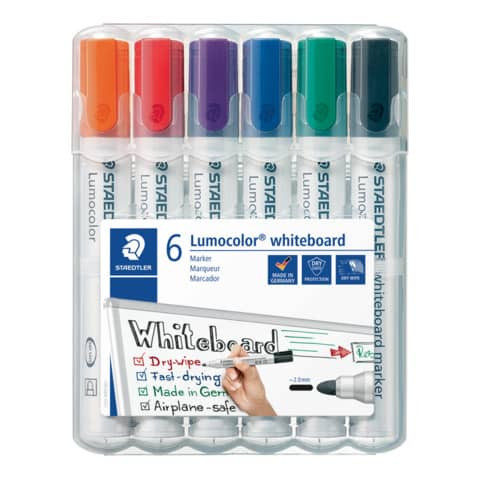 Lumocolor® 351 whiteboard marker - Rundspitze, 6 Farben sortiert