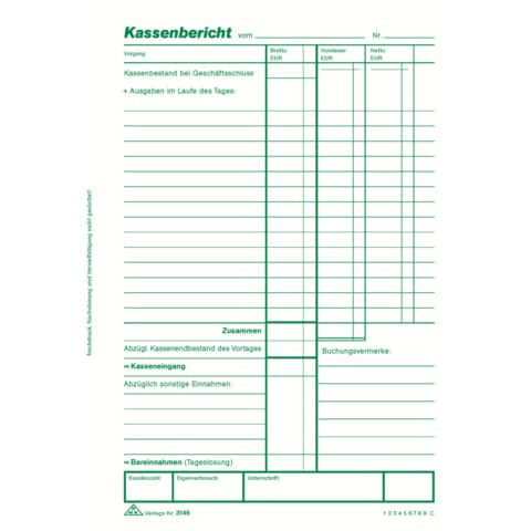 Kassenbuchsblock A5 RNK 3146 50BL