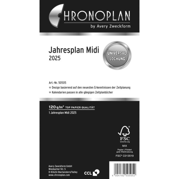 Jahresplan Midi 2025 CHRONOPLAN 50505