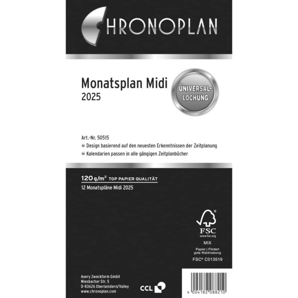 Monatsplan Midi 2025 CHRONOPLAN 50515