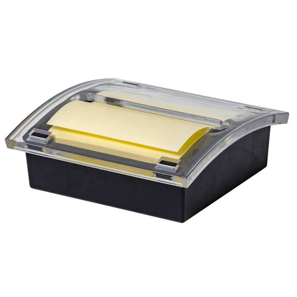 Haftnotiz Dispenser, 76x76mm, schwarz/transparent Q-CONNECT KF11398