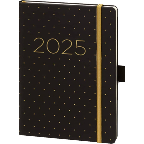 Buchkalender V Book, A5, 140x210mm, schwarz/gold BSB 02-0355-Copy