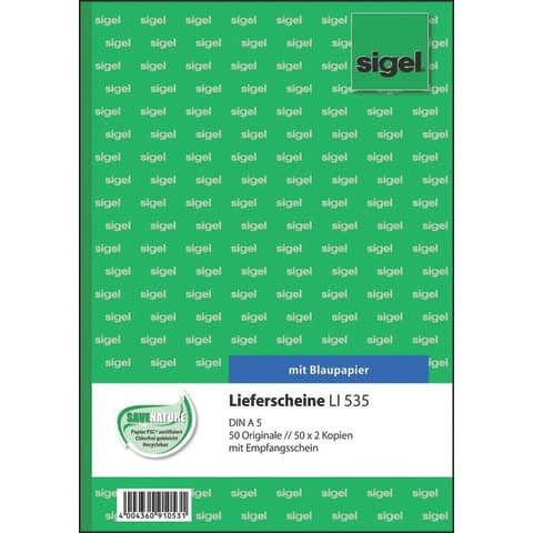 Lieferscheine mit Empfangsschein - A5, 1., 2. und 3. Blatt bedruckt, 3 x 50 Blatt