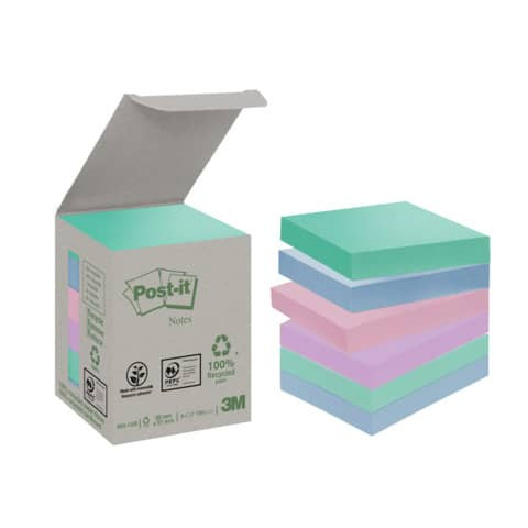 Haftnotizblock 38x51mm pastell Rain POST-IT 653-1GB UWF 100Bl 6St