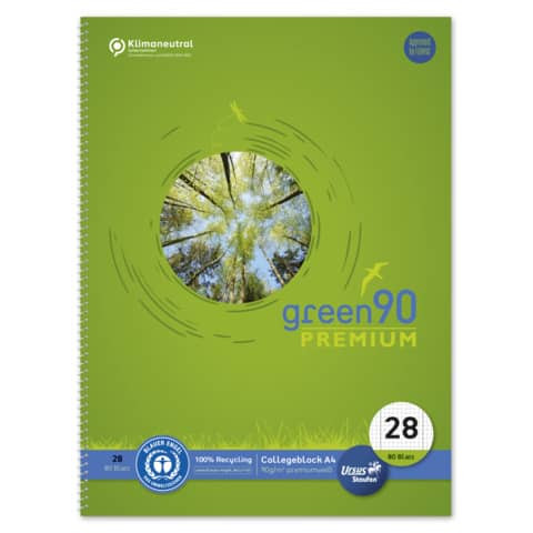 Collegeblock LIN28 - A4, 80 Blatt, 90 g/qm, kariert mit Rand