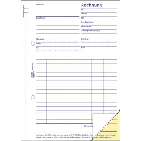 1733 Rechnung Kleinunternehmer, selbstdurchschreibend, DIN A5, 2x40 Blatt