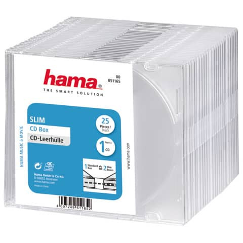 CD/DVD Hüllen Slim 25ST transparent HAMA 00051165