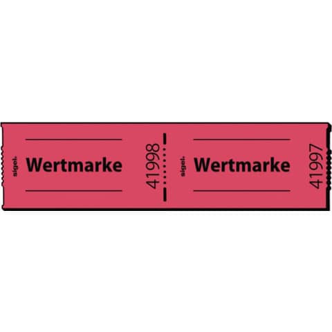 Gutscheinmarken-Rollen »Wertmarke« - rot, fortlaufend nummeriert, 60x30 mm, 500 Stück