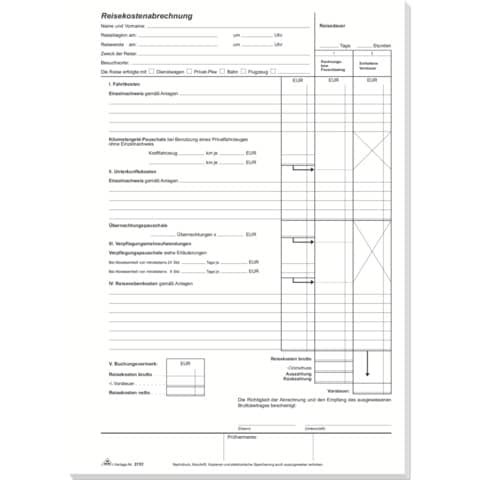 Reisekostenblock A4 RNK 3151 Einzelabrechnung