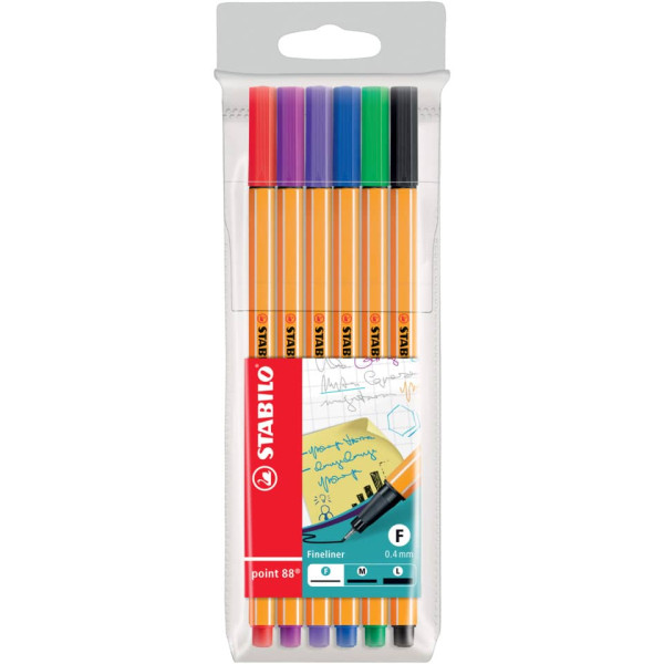 Fineliner - point 88 - 6er Pack - mit 6 verschiedenen Farben