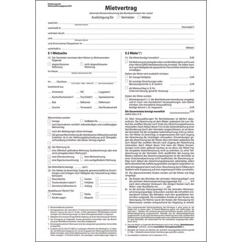 Mietvertrag ehemals Mustermietvertrag - A4, 6 seitig