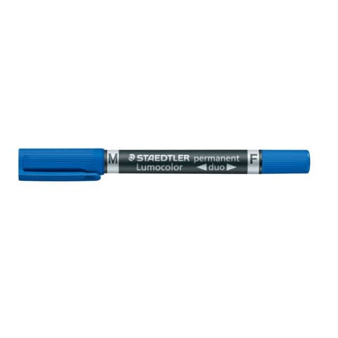 Permanentmarker Lumocolor® duo - nachfüllbar, 0,6 mm und 1,5 mm, blau