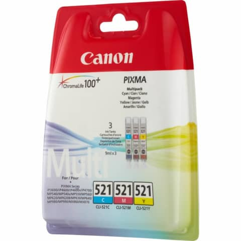 Original Canon Tintenpatrone MultiPack C,M,Y (2934B007AA,2934B010,CLI-521)