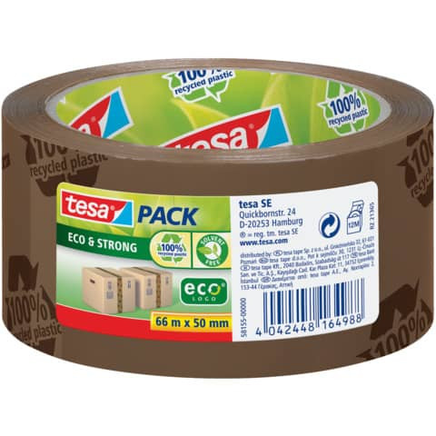 Verpackungsklebeband tesapack® Eco & Strong - PP, 66 m x 50 mm, braun