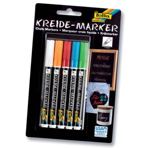 Kreidemarker 1-2mm 5Farben FOLIA 390509 Pg5St.